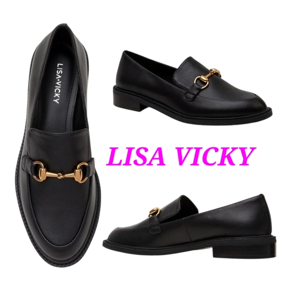LISA VICKY Zany Loafers with Gold Accent - Picture 1 of 8
